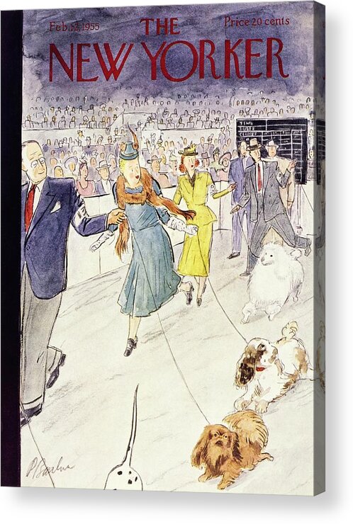 Dog Show Acrylic Print featuring the painting New Yorker February 12 1955 by Perry Barlow