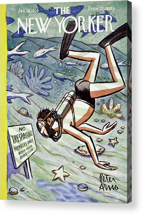 Scuba Acrylic Print featuring the painting New Yorker January 28 1956 by Peter Arno