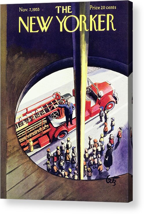 Firehouse Acrylic Print featuring the painting New Yorker November 7 1953 by Artur Getz