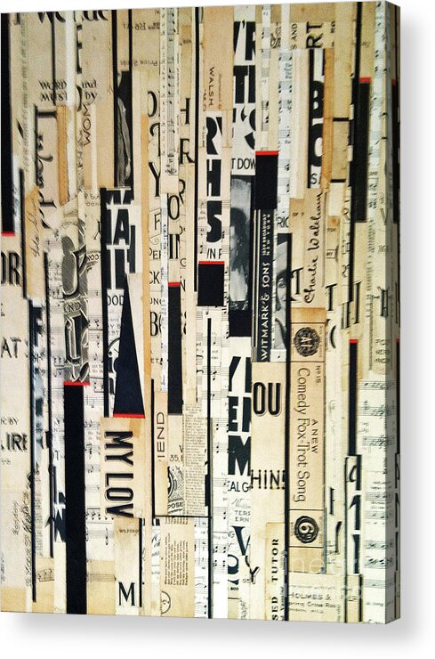 Torn Paper Collage Acrylic Print featuring the mixed media Notation by E Bogard