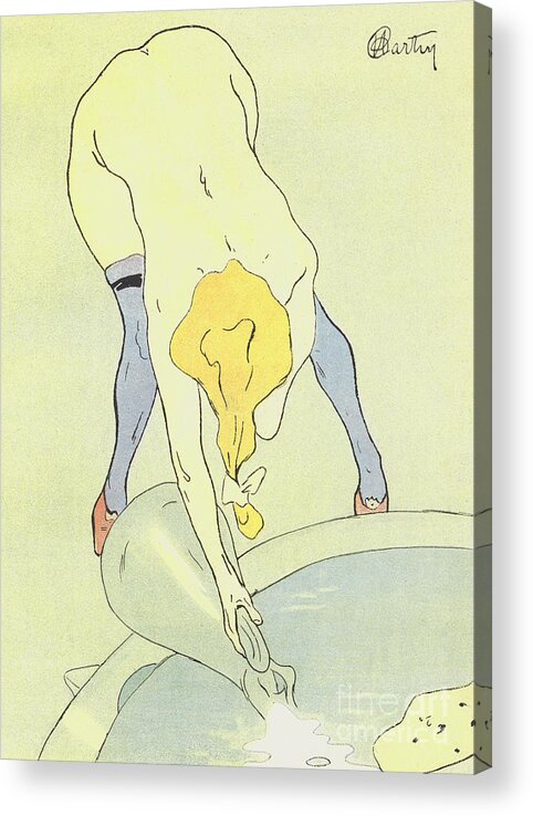 Retro Acrylic Print featuring the painting Nude Bathing by French School