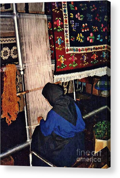Monastery Acrylic Print featuring the photograph Nun Knotting Carpet by Sarah Loft