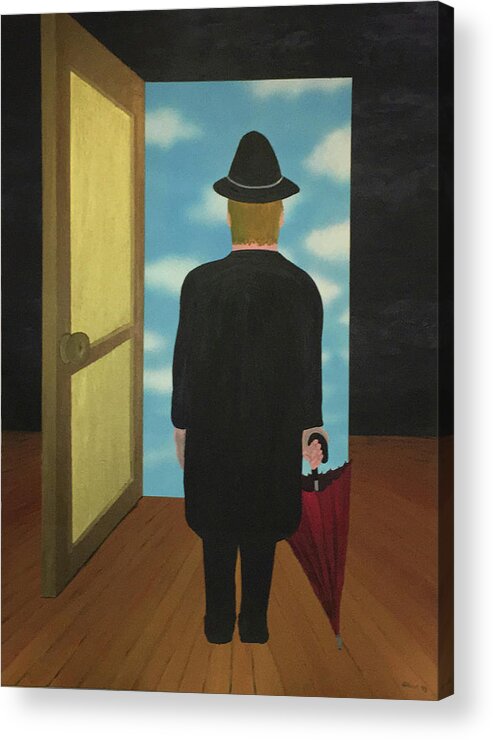 Magritte Acrylic Print featuring the painting Open Door by Thomas Blood