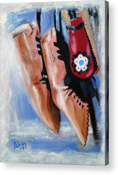 Tradition Acrylic Print featuring the painting Opinci by Adrian Olteanu
