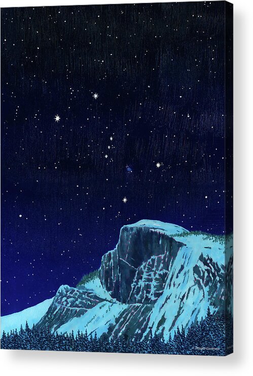 Sky Acrylic Print featuring the painting Orion Over Yosemite by Douglas Castleman