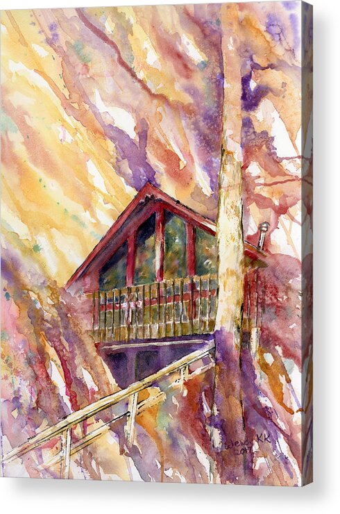 Adirondack Acrylic Print featuring the painting Our Adirondack Camp by Wendy Keeney-Kennicutt
