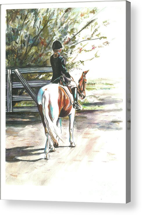 Pony Acrylic Print featuring the painting Out for a hack by Suzanne Leonard