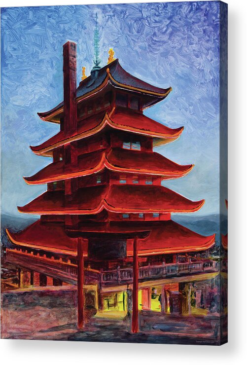 Pagoda Acrylic Print featuring the painting Pagoda Reading, PA by Rich Houck