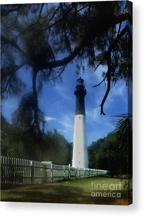 Lighthouses Acrylic Print featuring the photograph Painted Hunting Island Lighthouse by Skip Willits