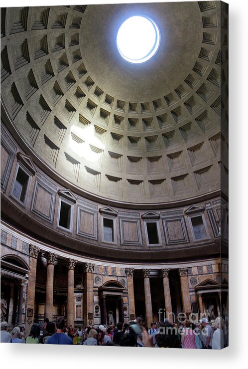 Pantheon Acrylic Print featuring the photograph Pantheon Interior with tourists by Adam Long