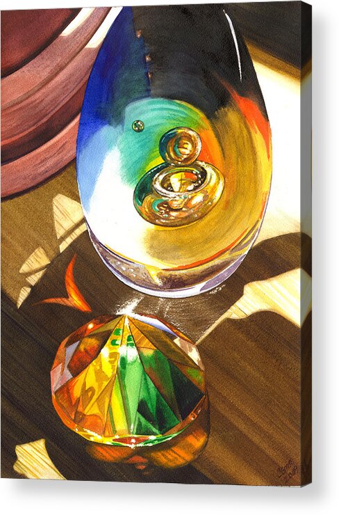 Glass Acrylic Print featuring the painting Paperweights by Catherine G McElroy
