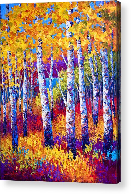 Birch Acrylic Print featuring the painting Path to the Lake by Marion Rose