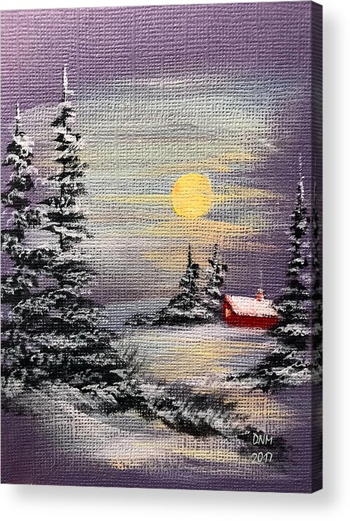 Snow Acrylic Print featuring the painting Peaceful Night by Dorothy Maier