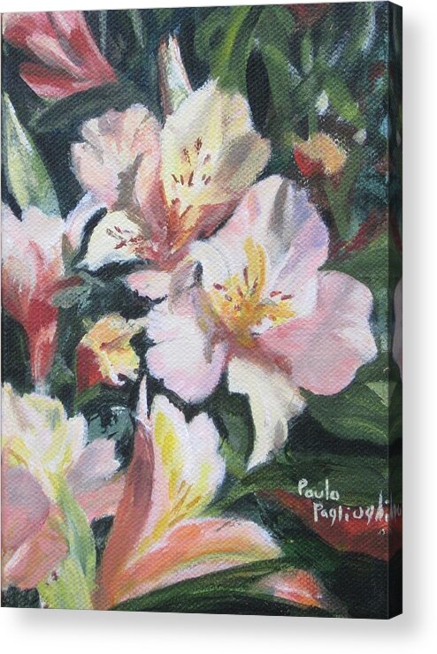 Acrylic Acrylic Print featuring the painting Peruvian Lily by Paula Pagliughi
