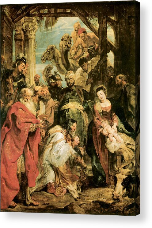 The Adoration Of The Magi Acrylic Print featuring the painting Peter Paul Rubens by The Adoration of the Magi