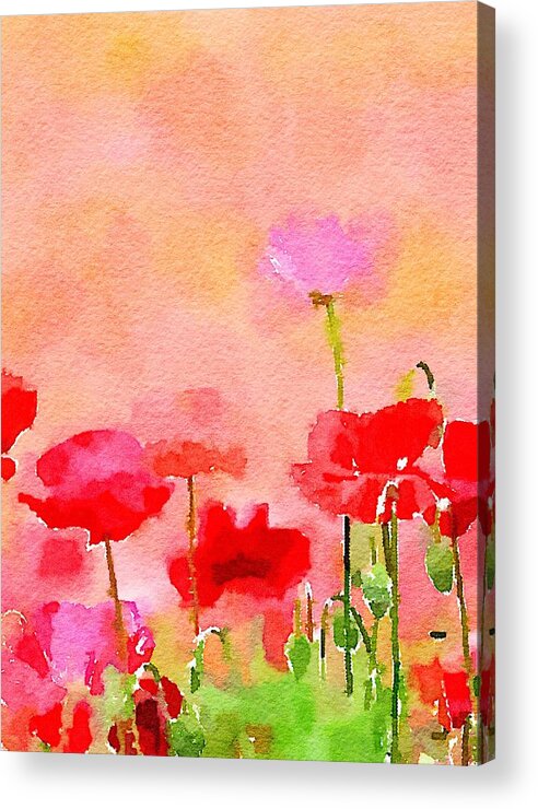 Flowers Acrylic Print featuring the digital art Pink by Joe Roache