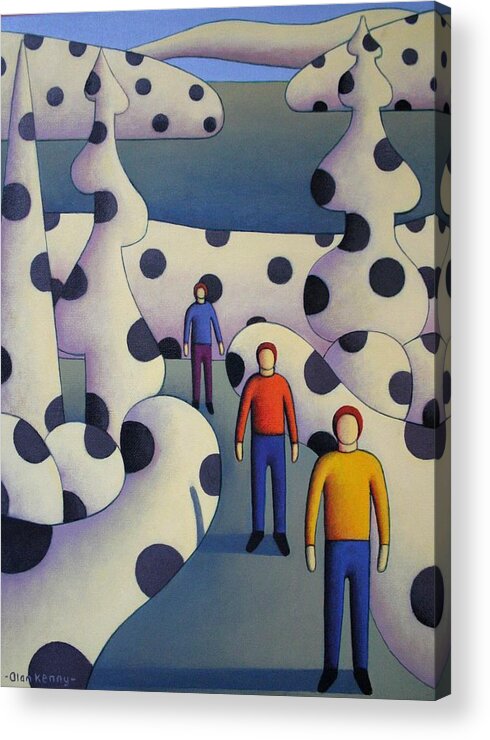 Paintings Acrylic Print featuring the painting Polkacsape with 3 men by Alan Kenny