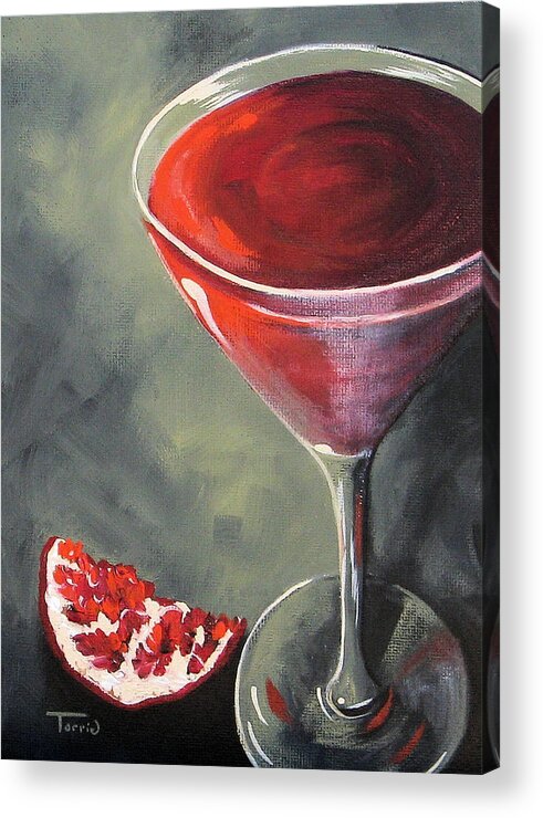 Martini Acrylic Print featuring the painting Pomegranate Martini by Torrie Smiley