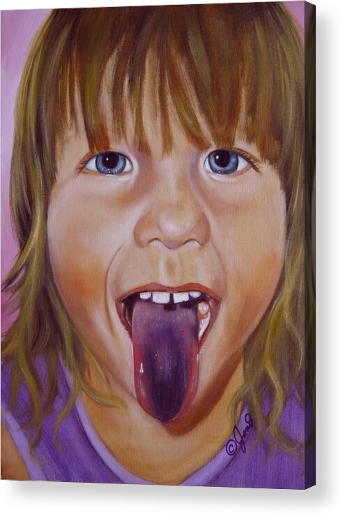 Child Acrylic Print featuring the painting Popsicle Tongue by Joni McPherson