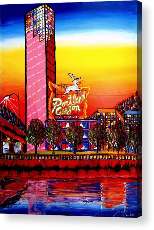  Acrylic Print featuring the painting Portland Oregon Sign 68 by James Dunbar