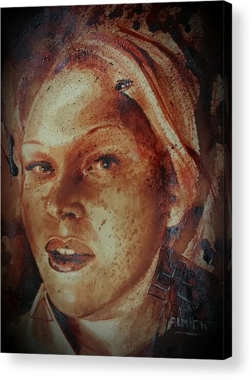 Amanda Stiles Acrylic Print featuring the painting Portrait of Amanda Stiles by Ryan Almighty