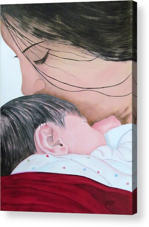 Mother Acrylic Print featuring the painting Precious Gift by Gloria E Barreto-Rodriguez