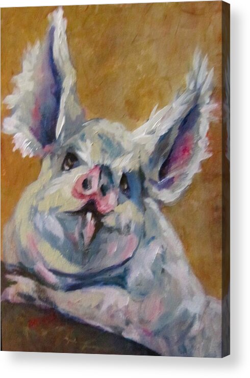 Pigs Acrylic Print featuring the painting Pretty Petunia by Barbara O'Toole