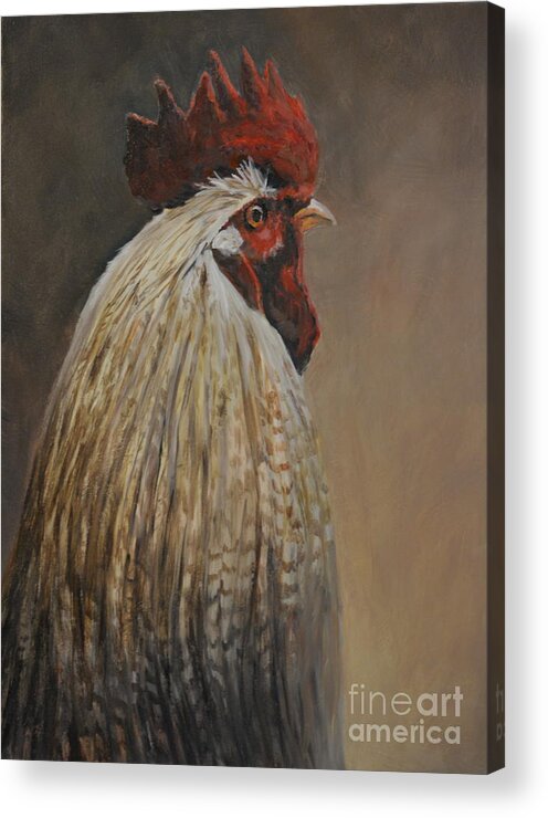 Rooster Acrylic Print featuring the painting Proud Rooster by Charlotte Yealey