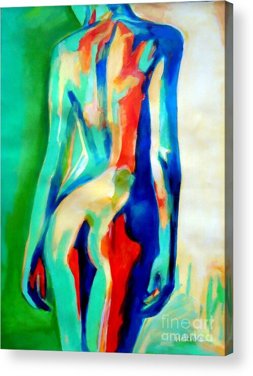 Nude Figures Acrylic Print featuring the painting Quiet nude by Helena Wierzbicki