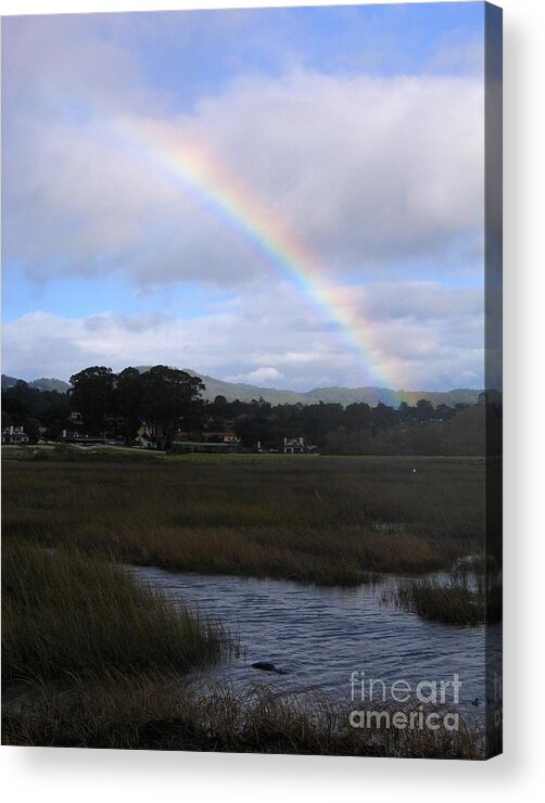 Rainbow Acrylic Print featuring the photograph Rainbow Over Carmel Wetlands by James B Toy