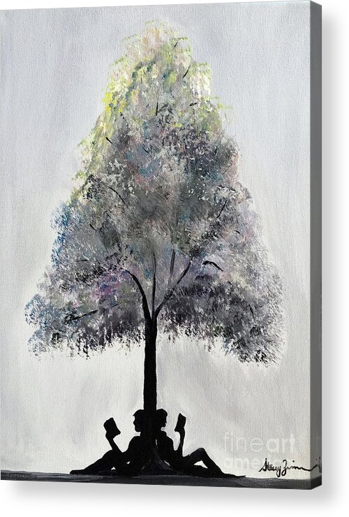 Read Acrylic Print featuring the painting Reading Tree by Stacey Zimmerman