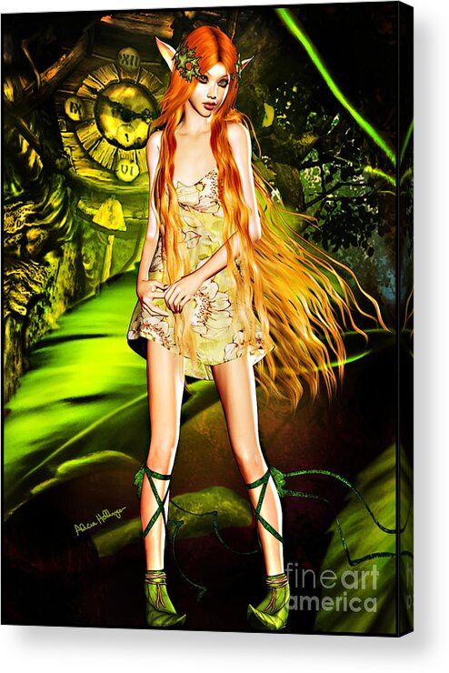 Fairy Acrylic Print featuring the digital art Redhead Forest Pixie by Alicia Hollinger