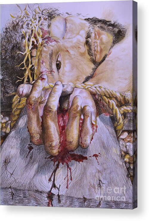 Jesus Acrylic Print featuring the mixed media Remember Me by Sheron Petrie