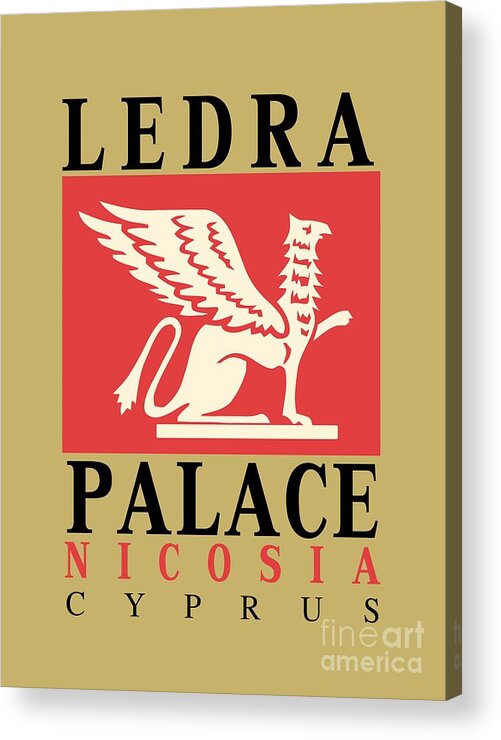  Acrylic Print featuring the digital art Retro vintage Ledra Palace Hotel Nicosia Cyprus by Heidi De Leeuw