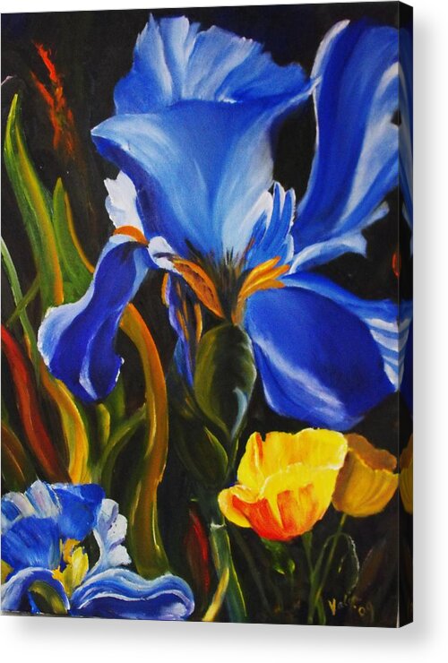 Iris Acrylic Print featuring the painting Rhapsody in Blue by Valerie Curtiss