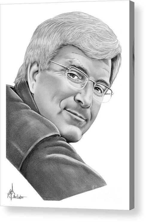 Pencil Acrylic Print featuring the drawing Rick Steves by Murphy Elliott
