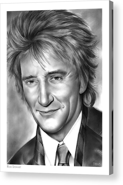 Rod Stewart Acrylic Print featuring the drawing Rod Stewart by Greg Joens