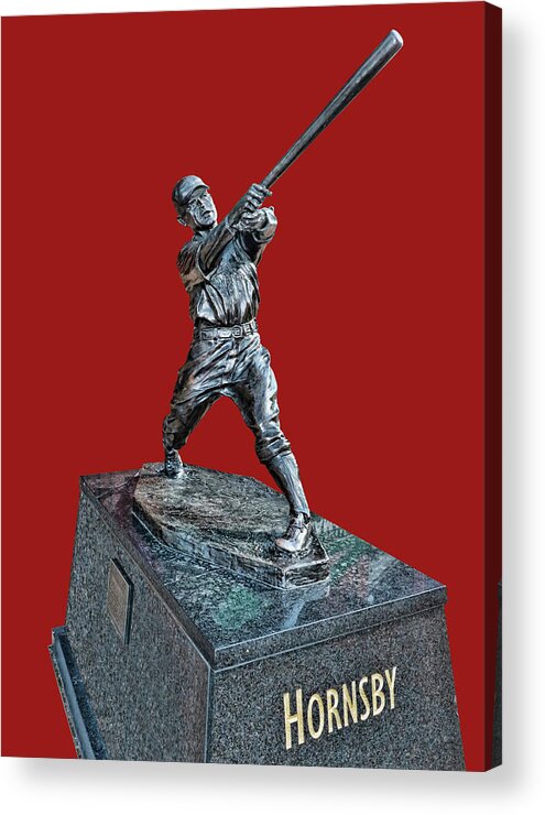 Roger Acrylic Print featuring the photograph Roger Hornsby Statue - Busch Stadium by Allen Beatty