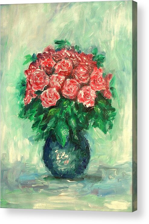 Oil Canvas Acrylic Print featuring the painting Roses oil painting by Natalja Picugina