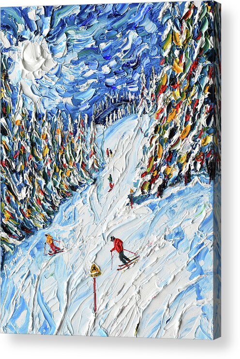 Megeve Acrylic Print featuring the painting Rosiere joining Super Megeve by Pete Caswell