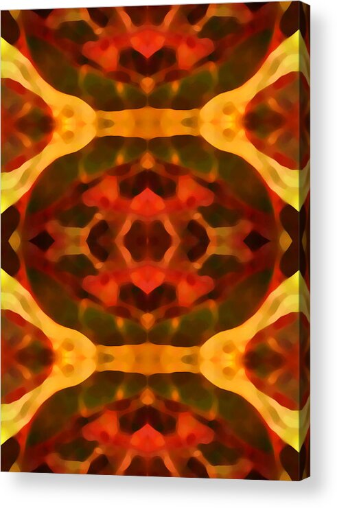 Abstract Painting Acrylic Print featuring the digital art Ruby Crystal Pattern by Amy Vangsgard