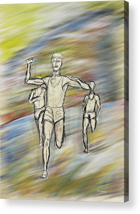 Running Acrylic Print featuring the painting Runners by Tom Conway