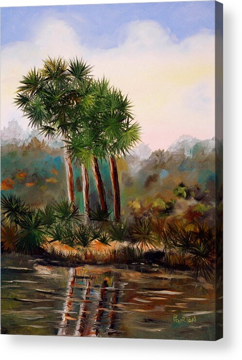 Sabal Palmetto Acrylic Print featuring the painting Sabal Palmettos by Phil Burton
