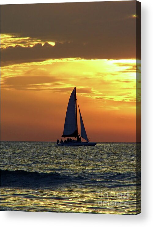 Boat Acrylic Print featuring the photograph Sailing Into The Sunset by D Hackett