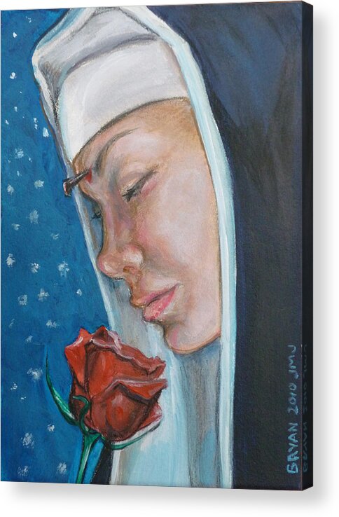 Saint Rita Acrylic Print featuring the painting Saint Rita of Cascia by Bryan Bustard