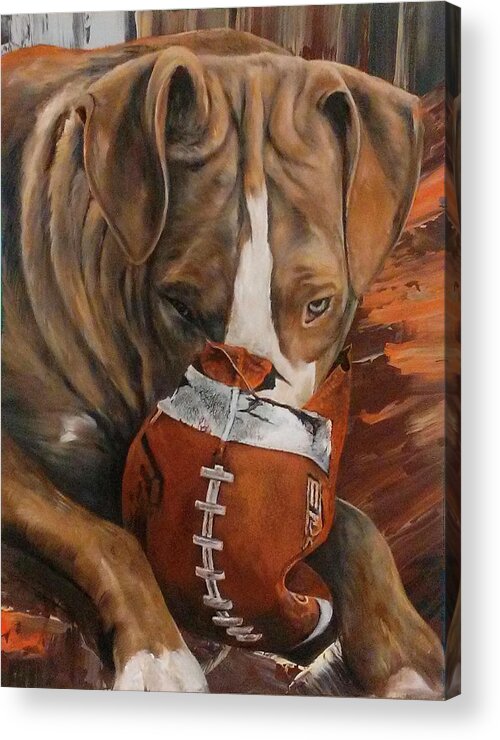 Pitbulls Acrylic Print featuring the painting Sally Ann by Becky Brooks