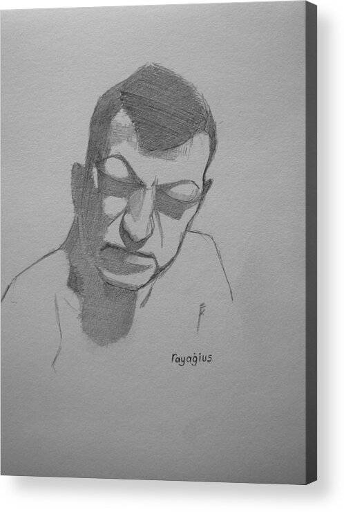 Male Acrylic Print featuring the drawing Sketch for Rik by Ray Agius