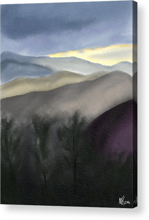 Mountains Acrylic Print featuring the digital art Smoky Mountains by Michael Kallstrom