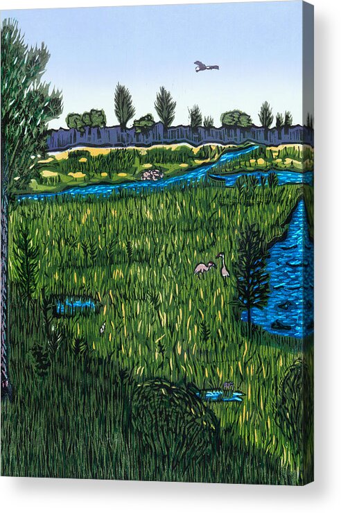 Upper Peninsula Acrylic Print featuring the relief SNWR - The Marshes by Ben Bohnsack