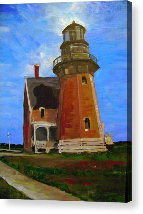 Lighthouse Acrylic Print featuring the painting Southeast Light Block Island RI by Edith Hunsberger